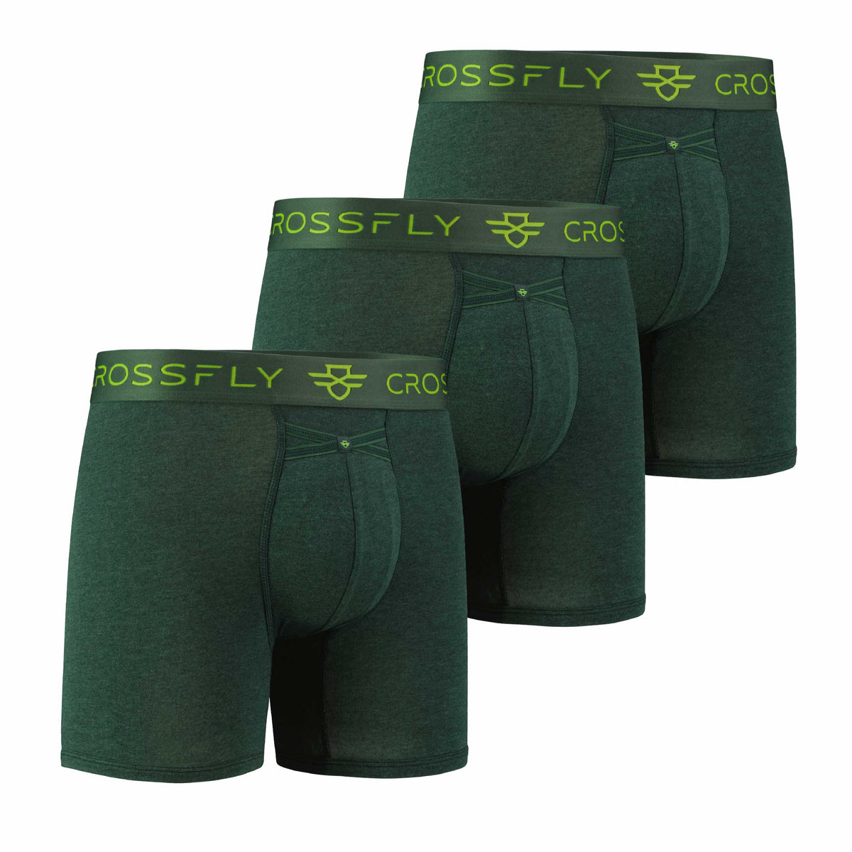 3-Pack: Crossfly IKON 6&quot; Boxer - Green Marle