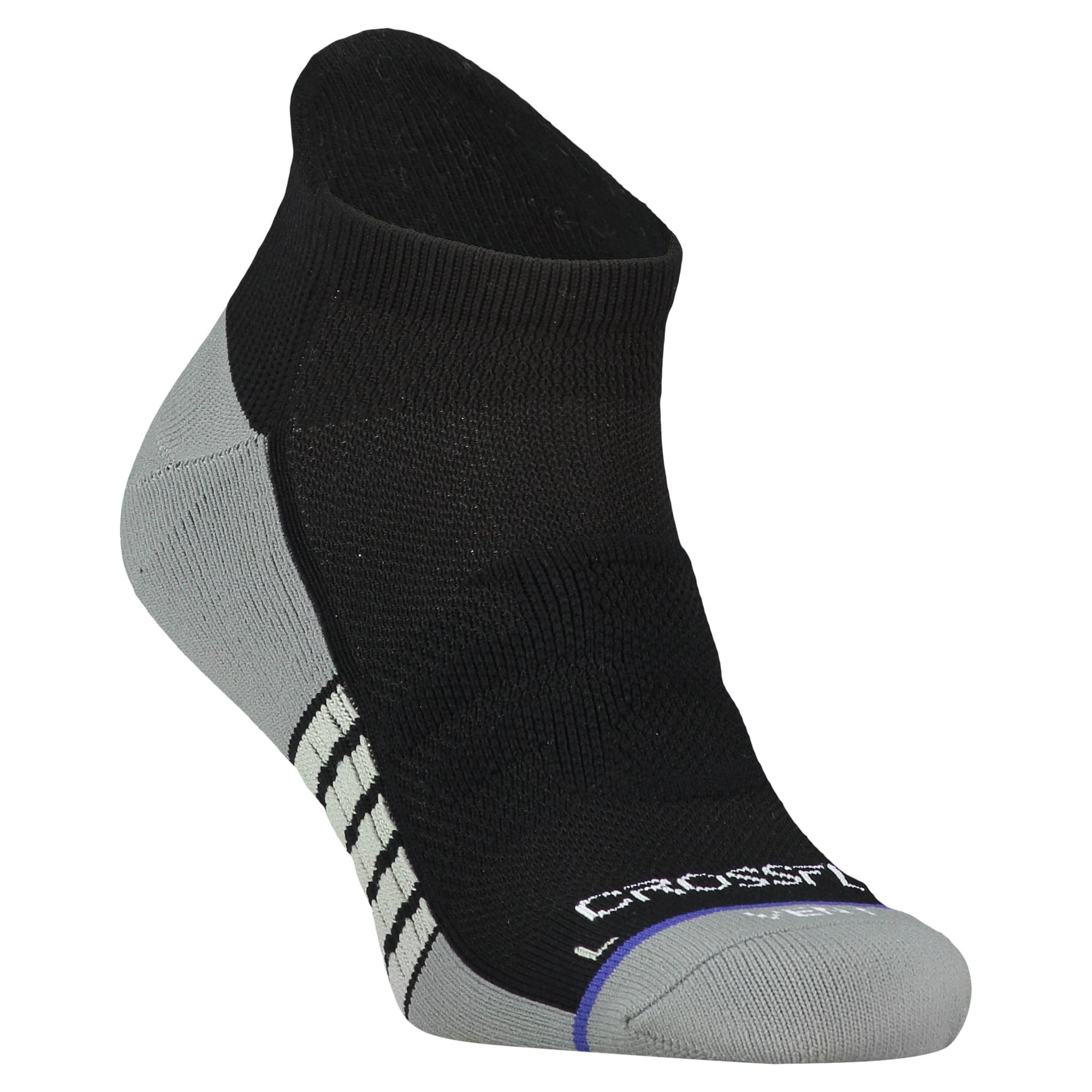 Crossfly men's Vent Low Socks in black / grey from the Performance series, featuring AirVent and AirBeams.
