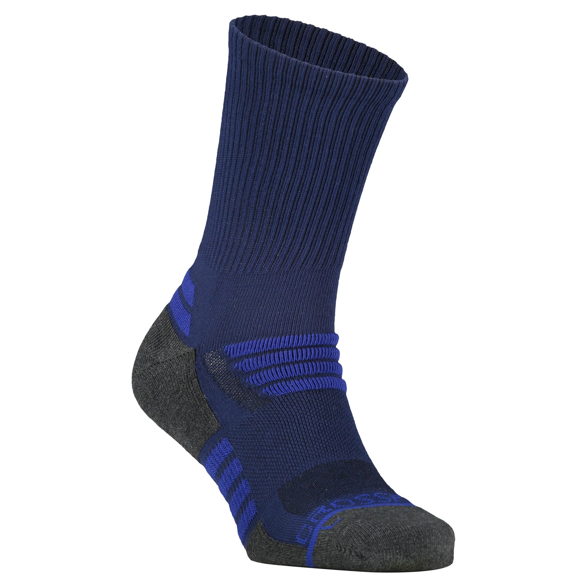 Crossfly men's Tempo Crew Socks in navy / royal from the Performance series, featuring AirBeams and 180 Hold.