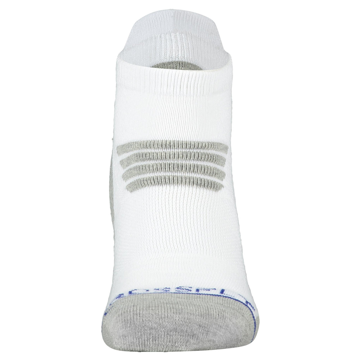 Crossfly men&#39;s Tempo Low Socks in white / grey from the Performance series, featuring AirBeams and 180 Hold.
